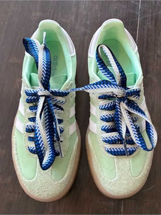 adidas Shoes - adidas Mint Green and White Sneakers with Blue Accent Laces, Sz 6 Women’s